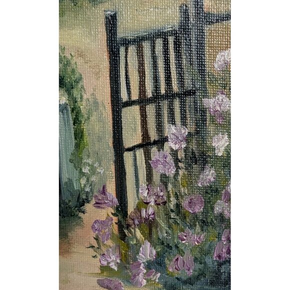 Oil Painting Woman In Countryside Signed Student Artist 8 X 10 Garden Village - Picture 9 of 16